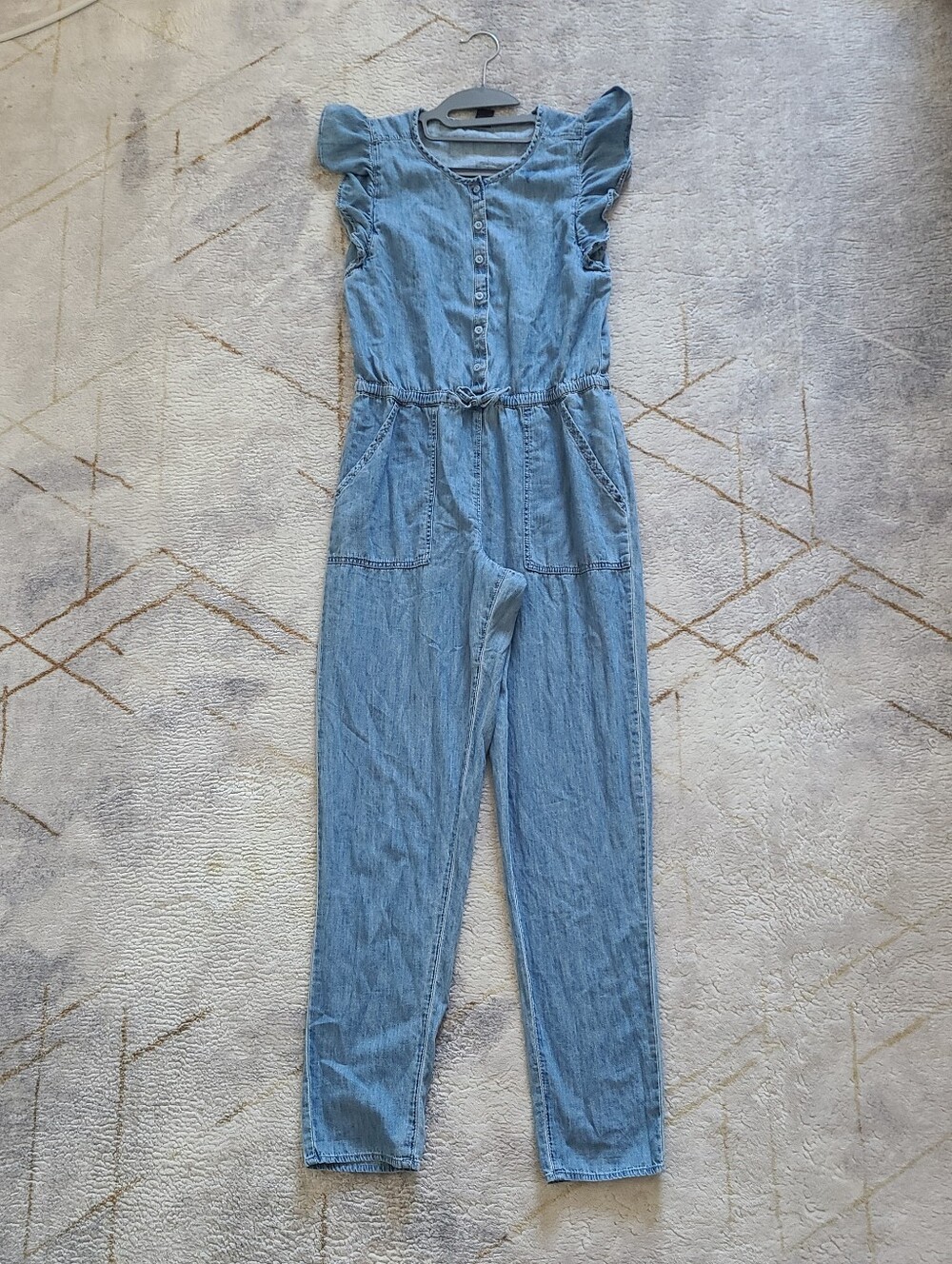 Gap denim jumpsuit girls size XXL  Pockets elastic waistband